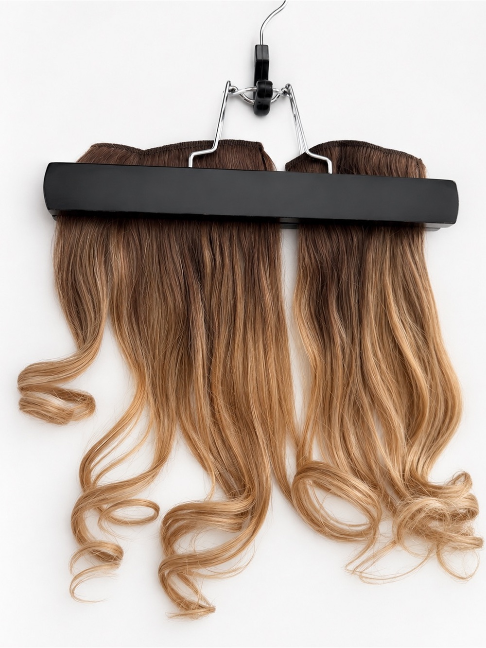 Rooted Blonde Ombre Clip-In Human Hair Extensions - Natural Light Brown to Blond